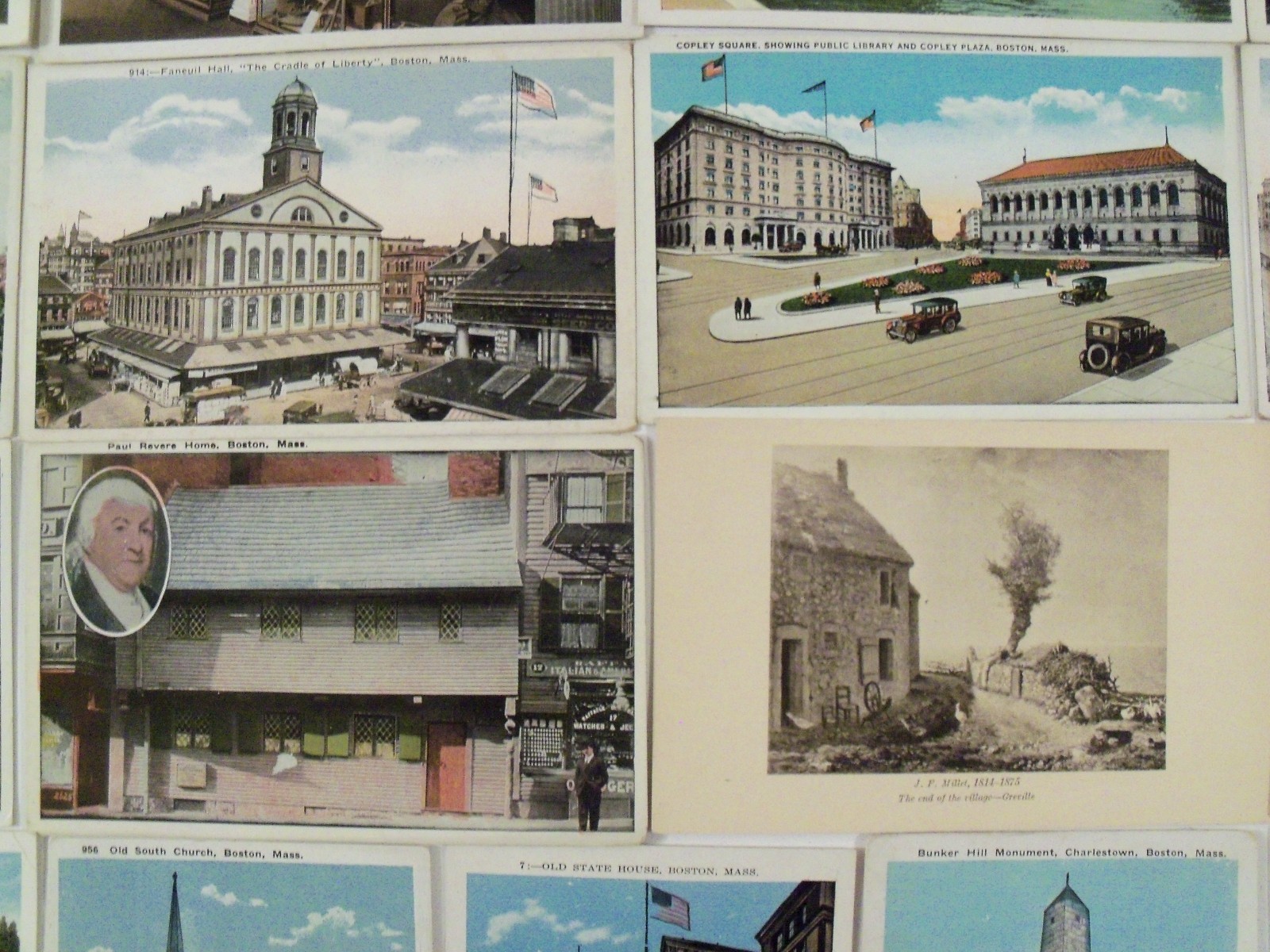 MASSACHUSETTS, BOSTON, MASS. W/B & LINEN 27 POSTCARD LOT WWI & PRE-WWII ERA #098