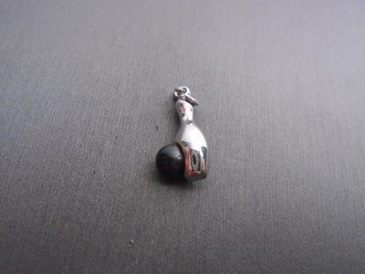 VINTAGE STERLING SILVER **3-D BOWLING BALL & PIN CHARM PENDANT** #EN1228