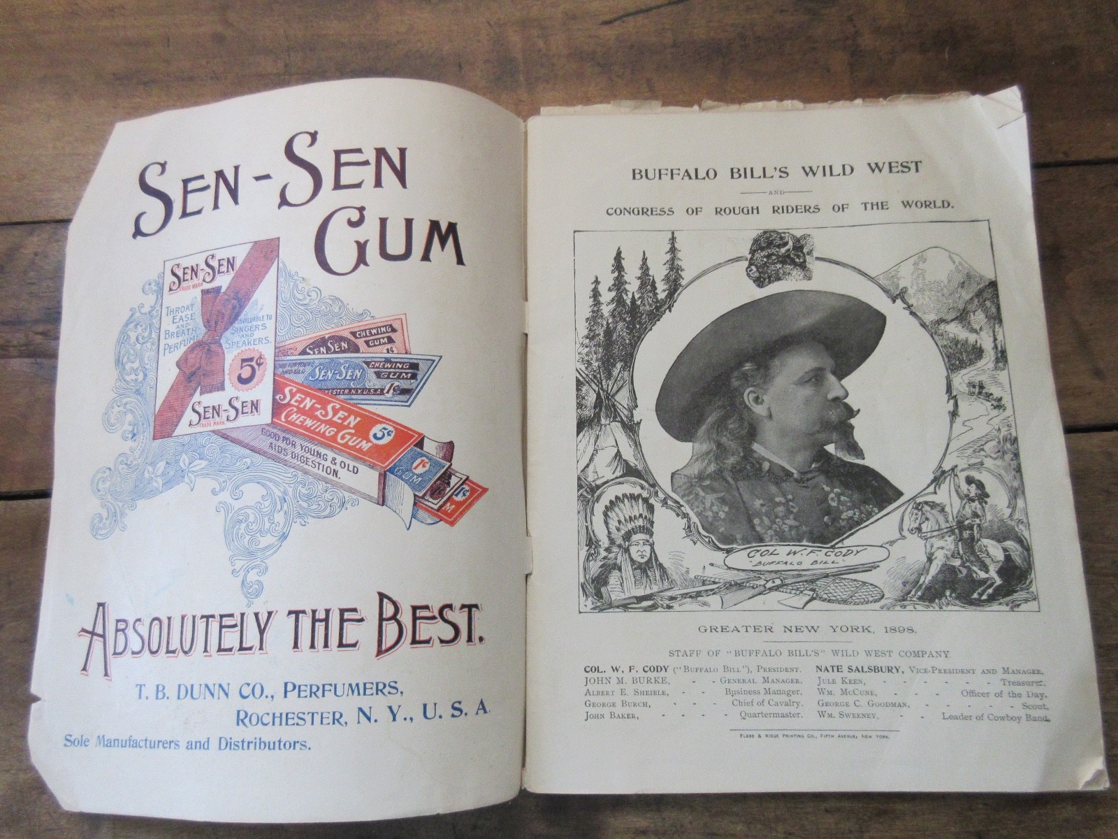 1898 BUFFALO BILL'S WILD WEST HISTORICAL SKETCHES & PROGRAM Advertising  INSERT