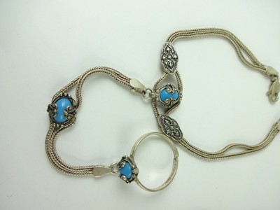 Vintage Sterling Silver Designer CG Earring Necklace 16.5