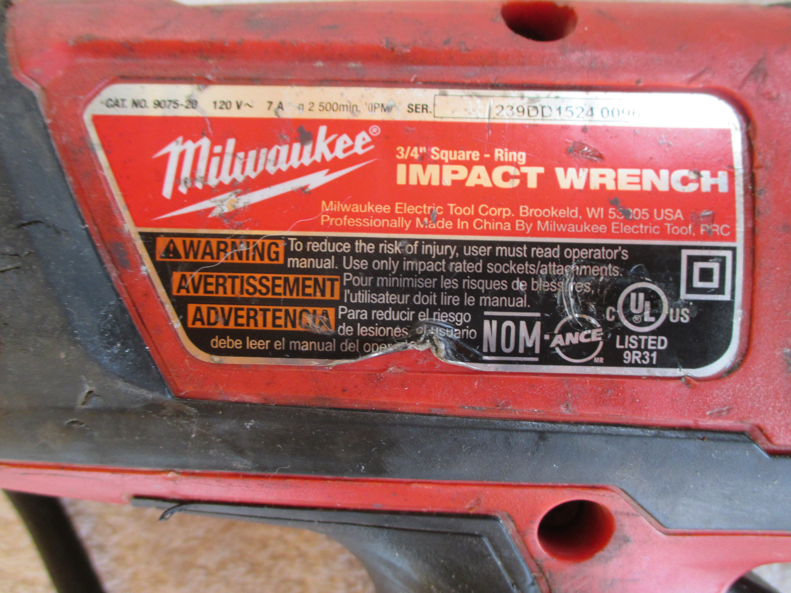 Milwaukee 9075-20 Square 3/4