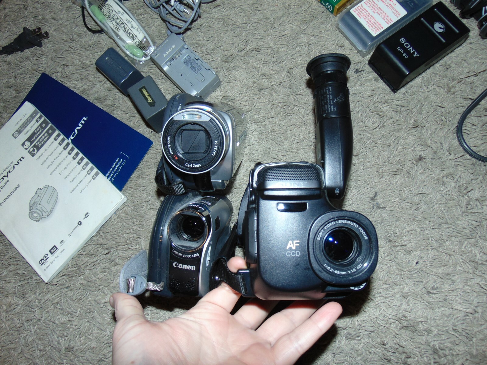 Sony DCR-DVD505 - CCD-TR31 and Canon DC310 AS IS/NOT WORKING LOT-