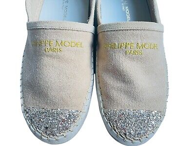 PHILIPPE MODEL Paris Canvas Womens Sz 37 US 7 Nude Loafers