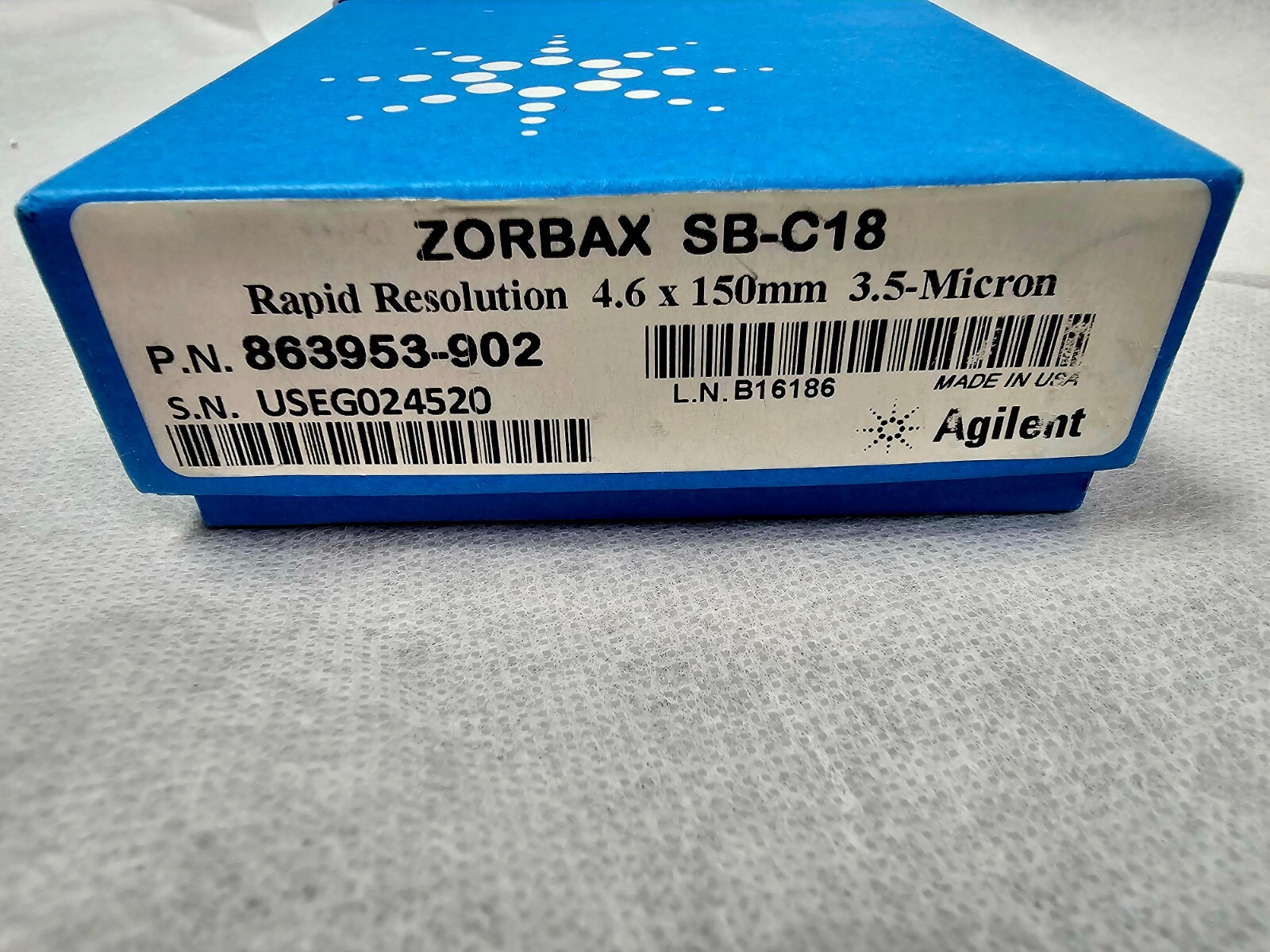 Item number: 863953-902 HPLC Column ZORBAX , SB-C18, 80Å, 3