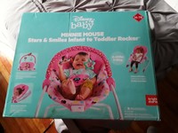 minnie mouse stars and smiles infant to toddler rocker