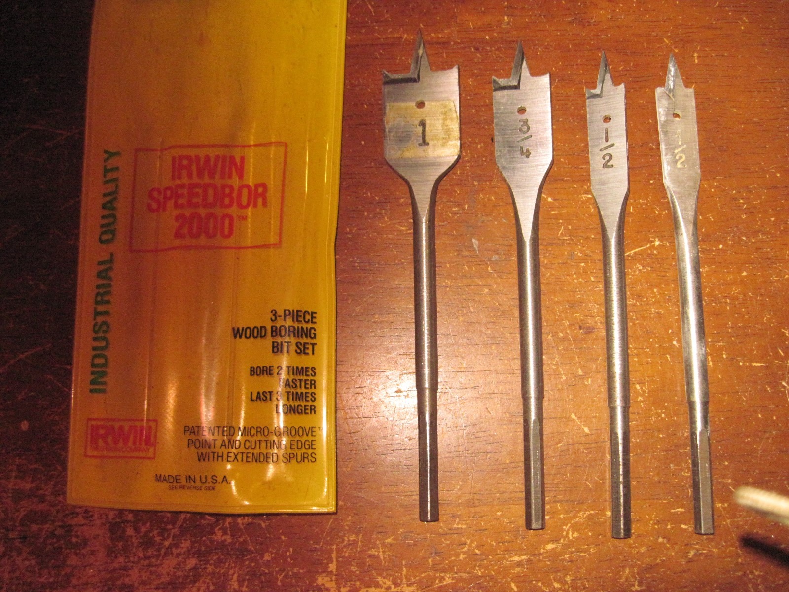 Set of 3 IRWIN Speedbor 2000 Bits in Plastic Pack, 1