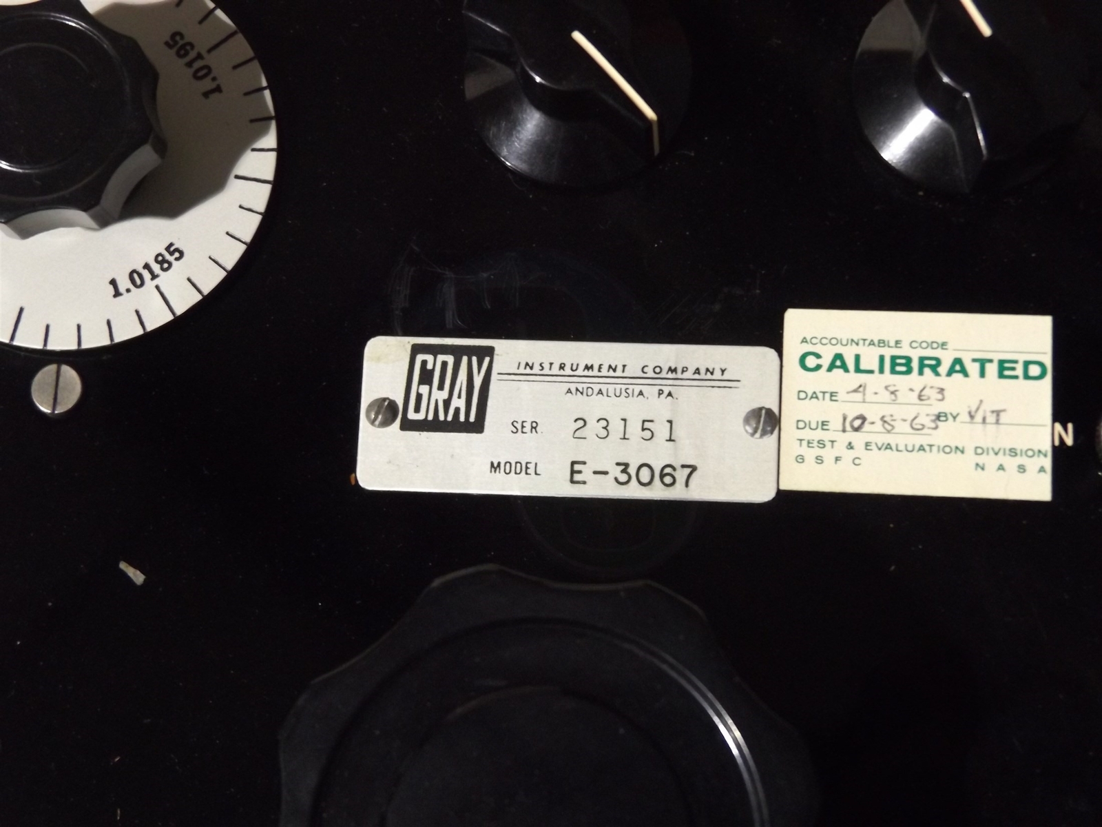 Vintage Gray Instruments E-3067 Potentiometer NASA