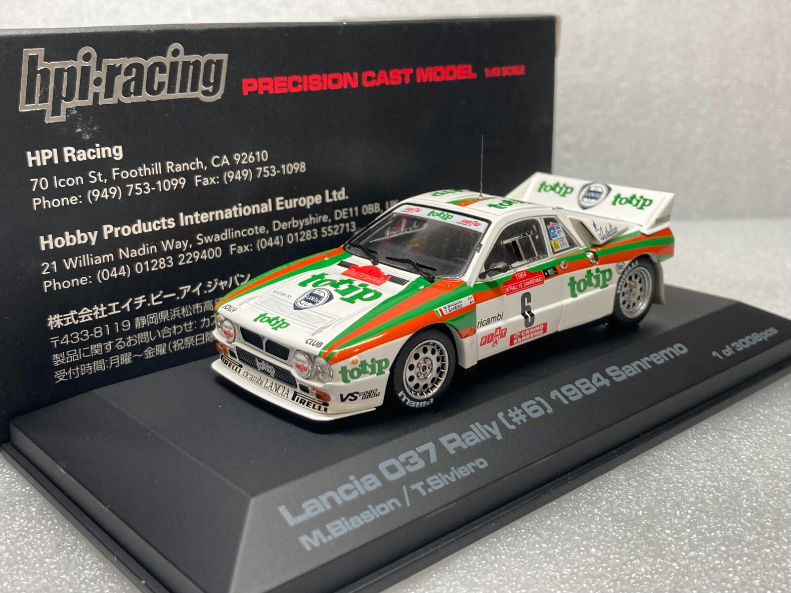 hpi・racing ランチア　037 ラリー　1984 Sanremo HPI Racing 1/43 959 LANCIA 037 RALLY #6 1984 SANREMO TOTIP M