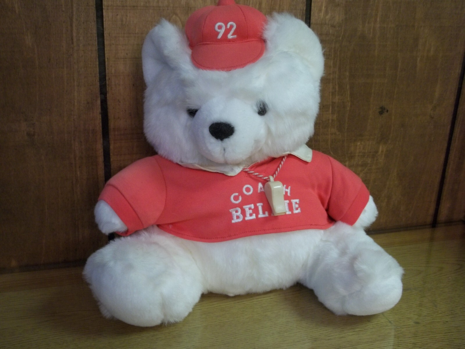 VINTAGE 1990s BELK'S BELKIE BEAR PLUSH TEDDY BEAR STUFFED COACH WHISTLE CAP