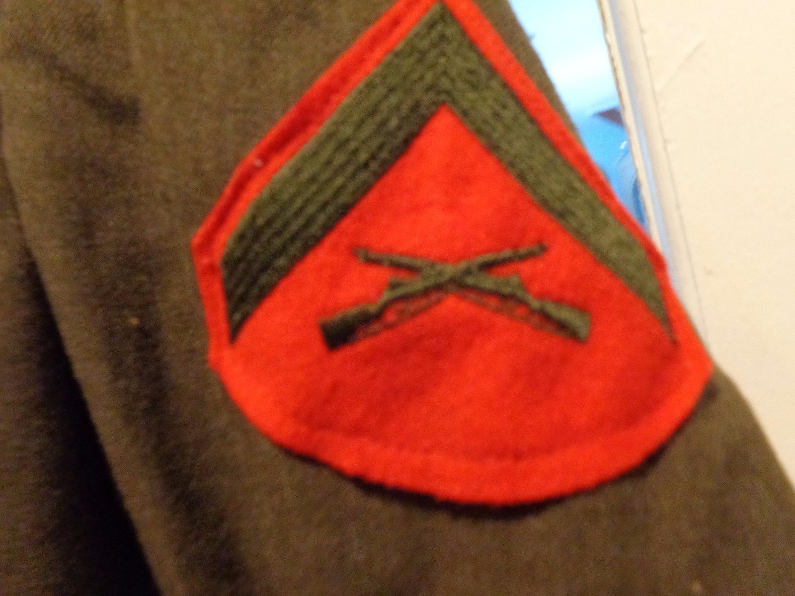 Vintage U.S. Marine Corps Men's Wool Overcoat Serge Green 38R PFC Chevrons