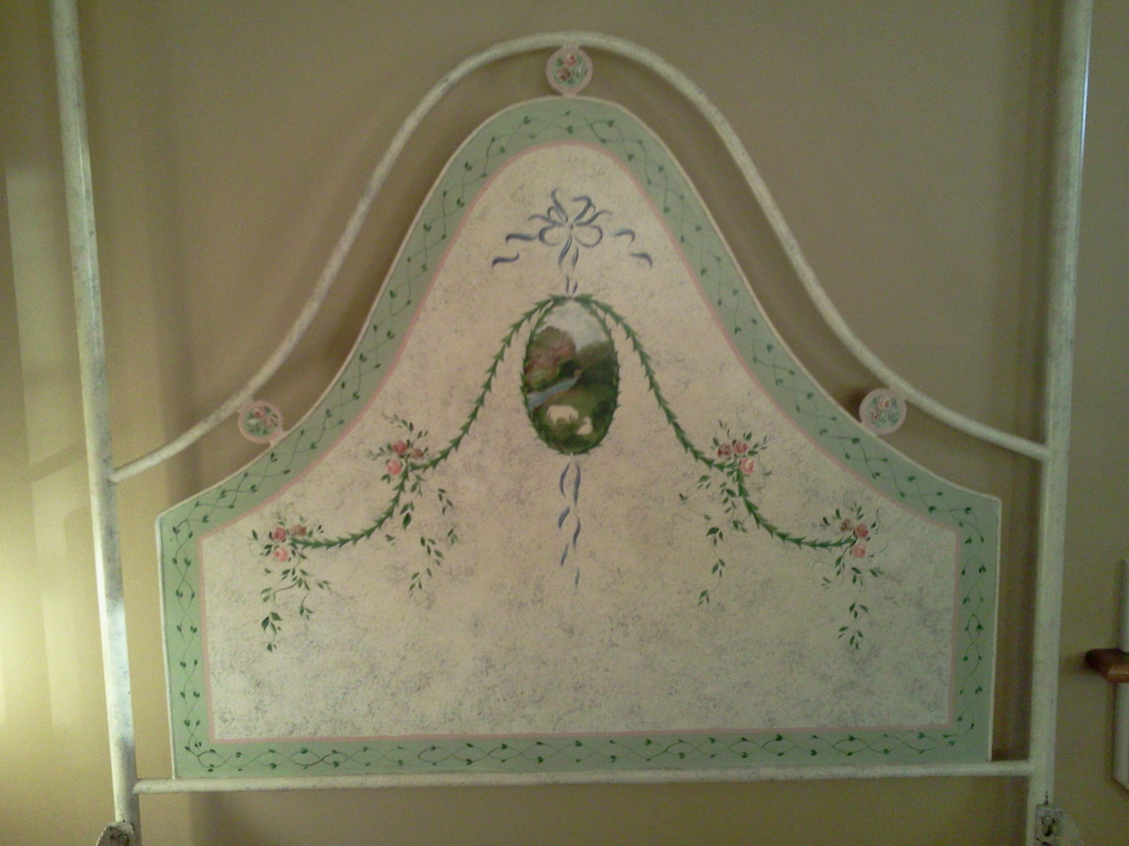 Jane Keltner for Brighton Pavilion Hand Painted-Signed-Full-French Iron Bed