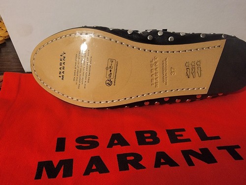 Pre-owned Isabel Marant Black Leather Belna Studded Ballet Flat
