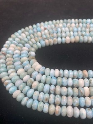 Natural Blue Larimar Smooth Rondelle Beads Size 4x6mm 5x8mm 15.5'' Strand