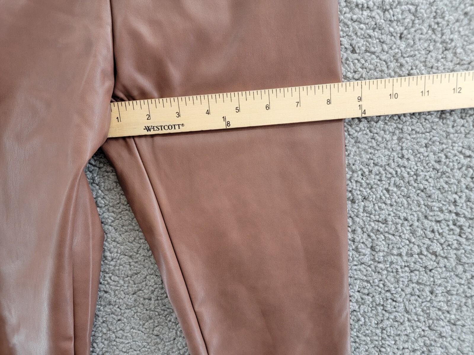 Aqua Faux Leather High Waist Leggings Women's XS Walnut Elastic Waist Pull On - Picture 6 of 15