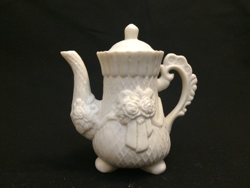 Vintage White Ivory Bisque Porcelain Dollhouse Miniature Tea Set