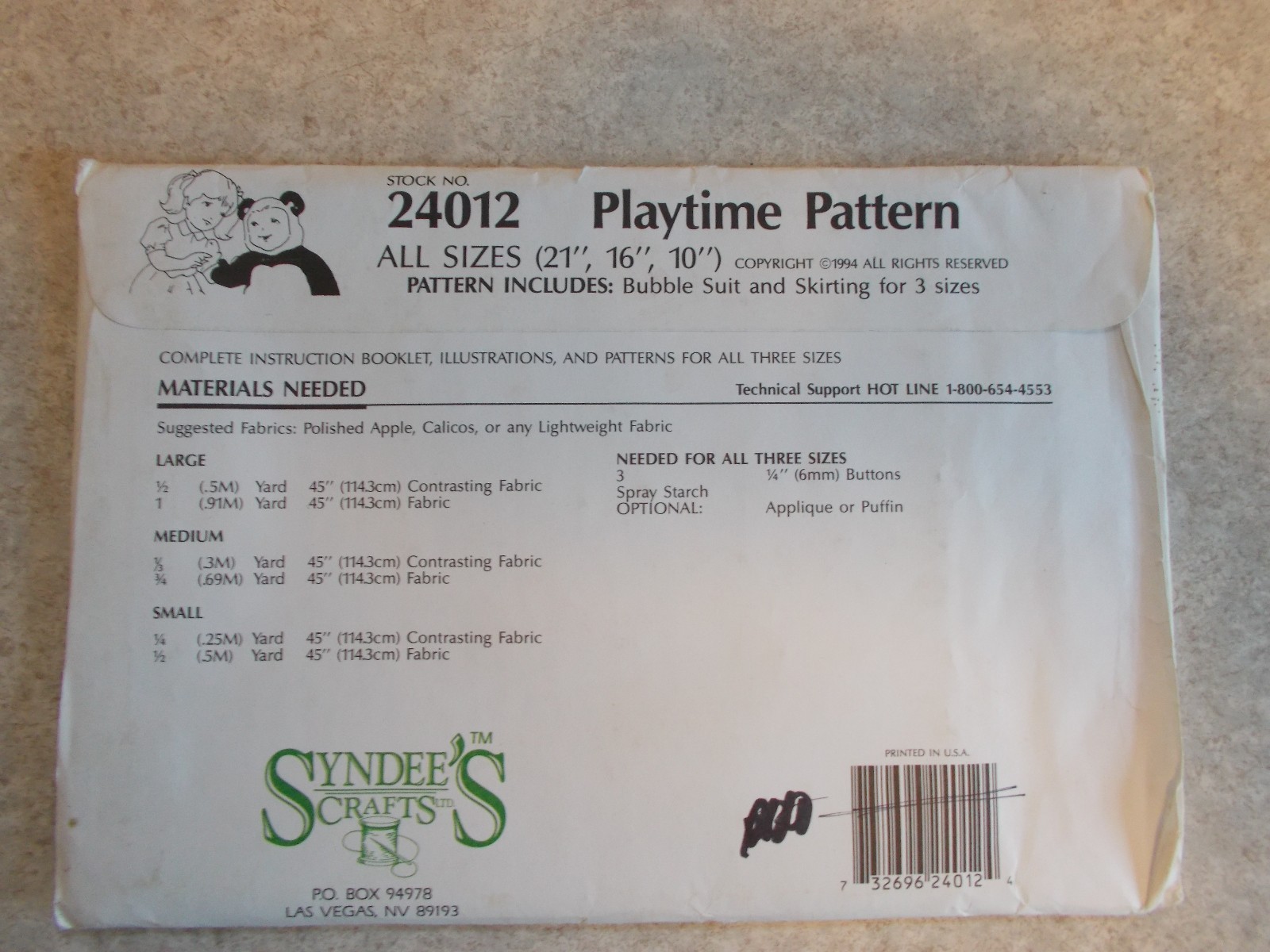 3 - Syndee's Doll Patterns Uncut 24007 Eton Charle,24012 Playtime,24011 Christen