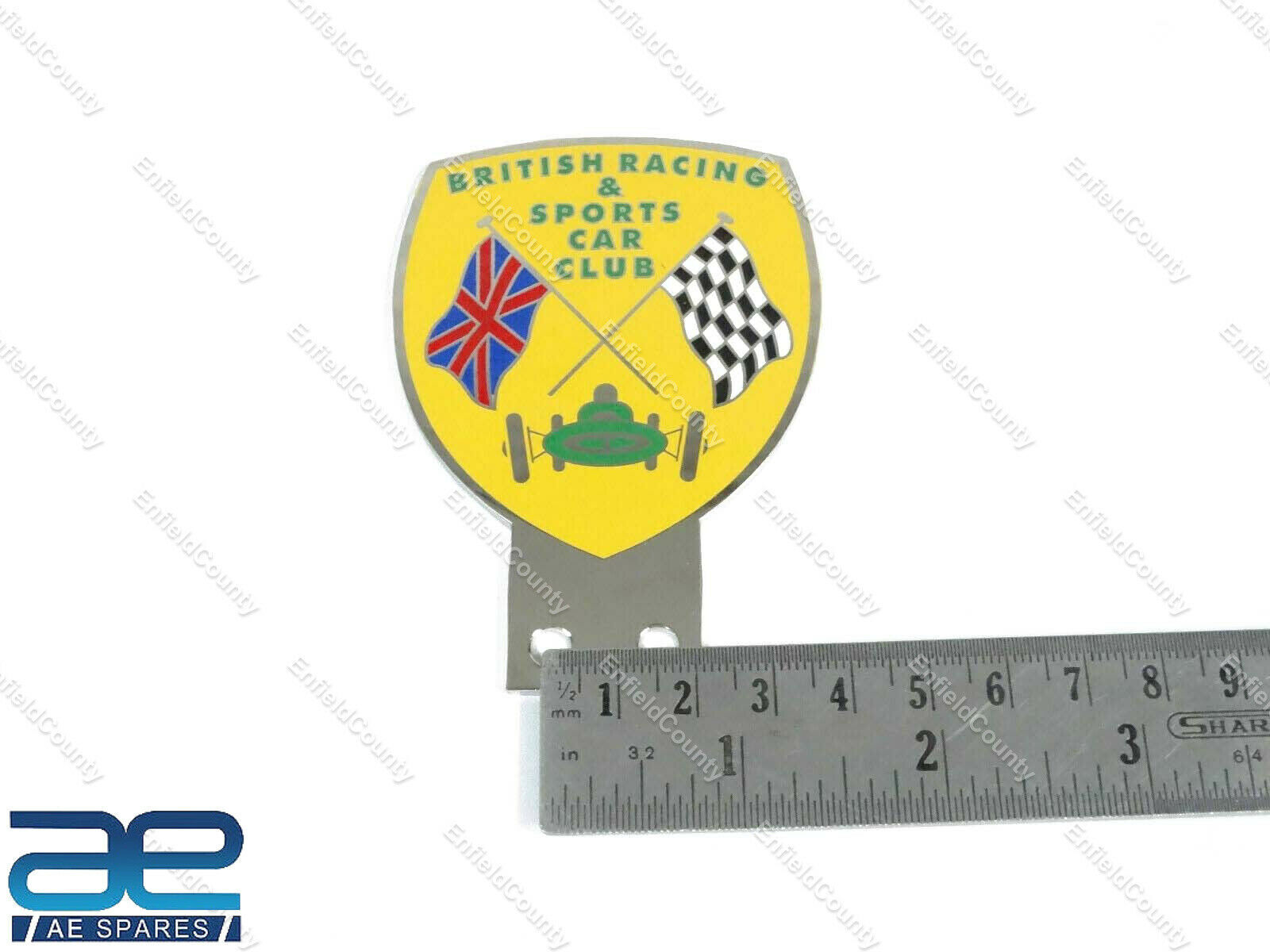 Vintage Car British Racing & Sports Car Club Badge Front Grill Decal Brass 
