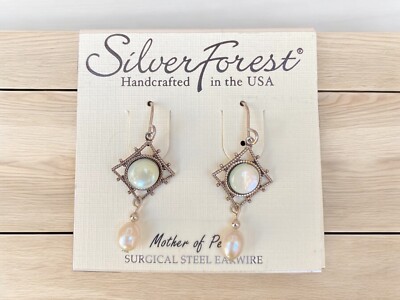New Silver Forest Earrings Silver Mother Of Pearl Dangle