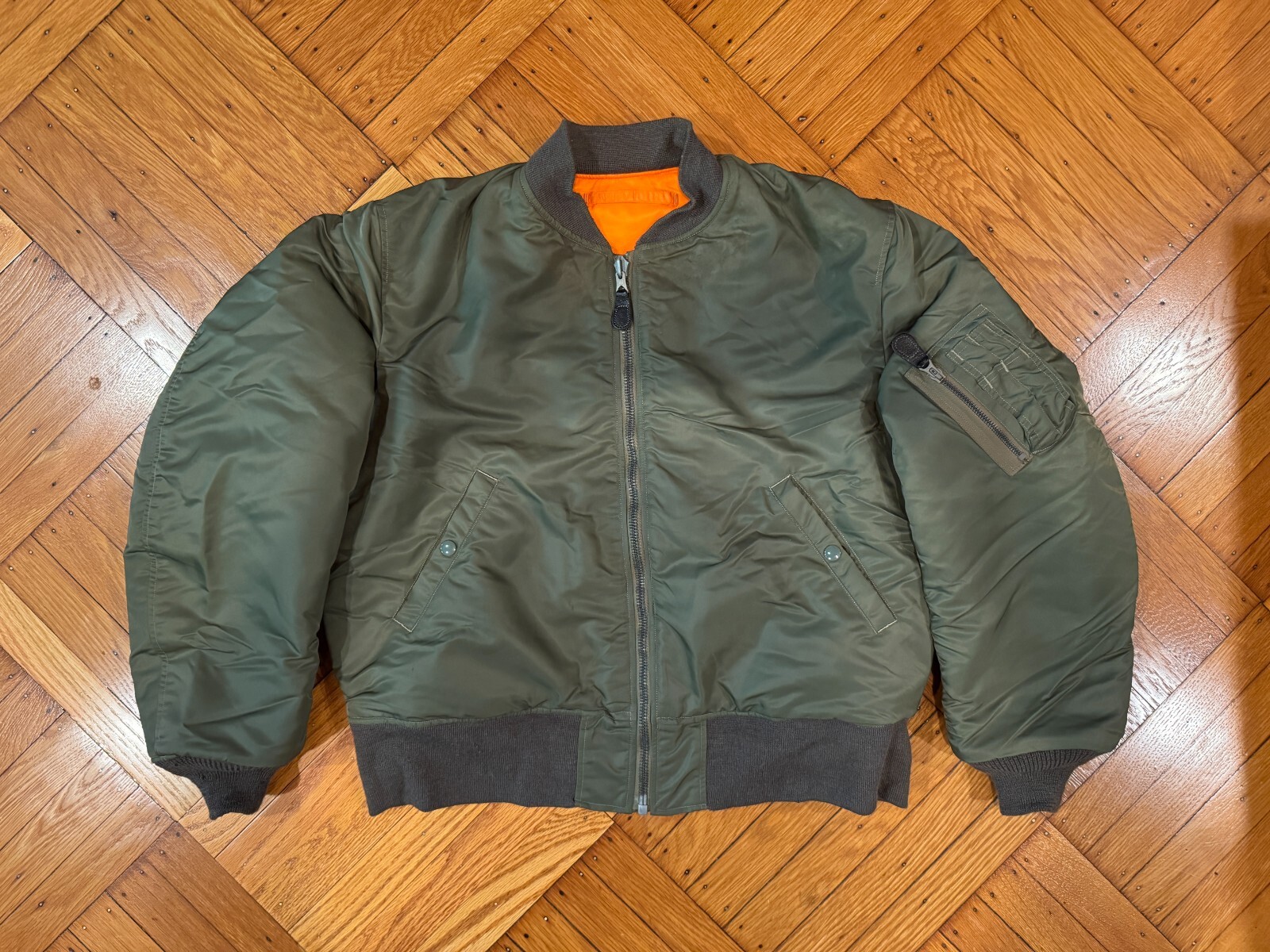 90-'s オールド MA-1 ボンバージャケット メタリックブルー S アルファ インダストリーズ ALPHA INDUSTRIES ALT MA-1 ボンバー