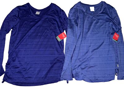 NWT Lot Of 2 Danskin Now LS Purple Semi-fitted Shirt Ruched Sides Activewear XL