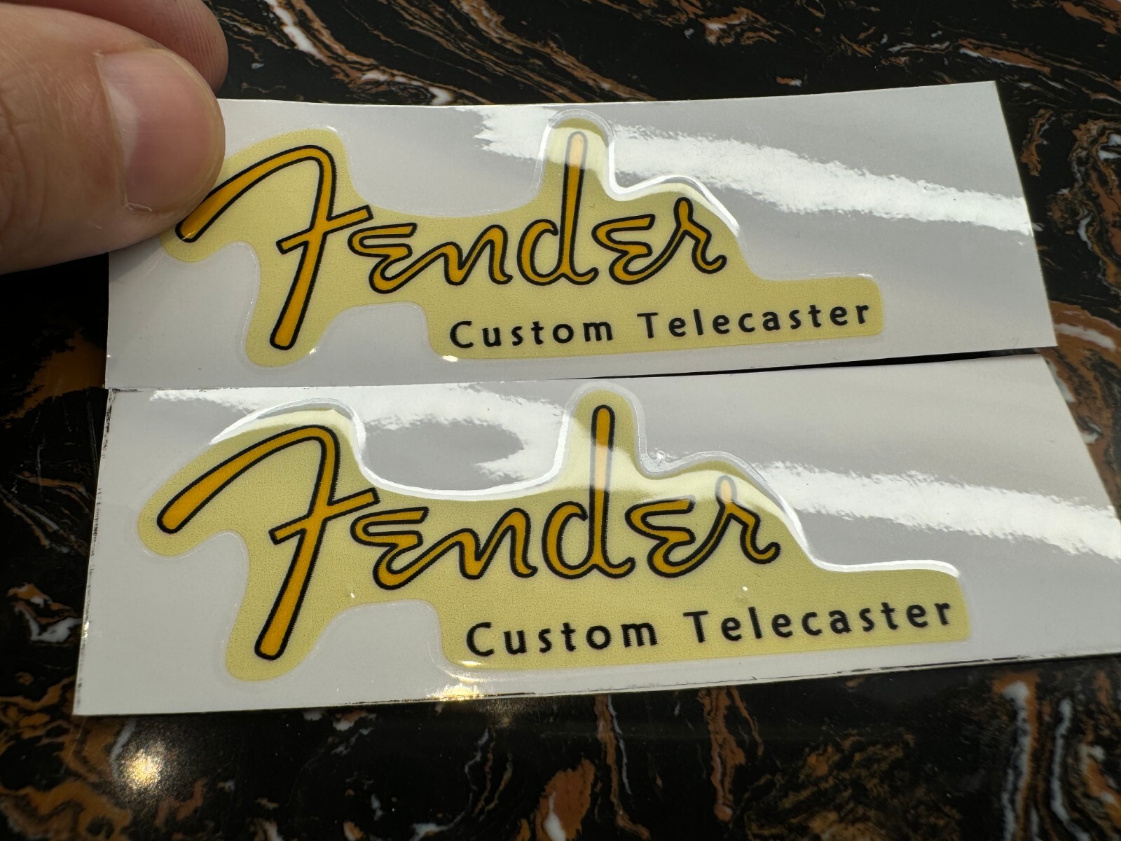 2Pc Fender Custom Telecaster Electric Guitar Headstock Vinyl