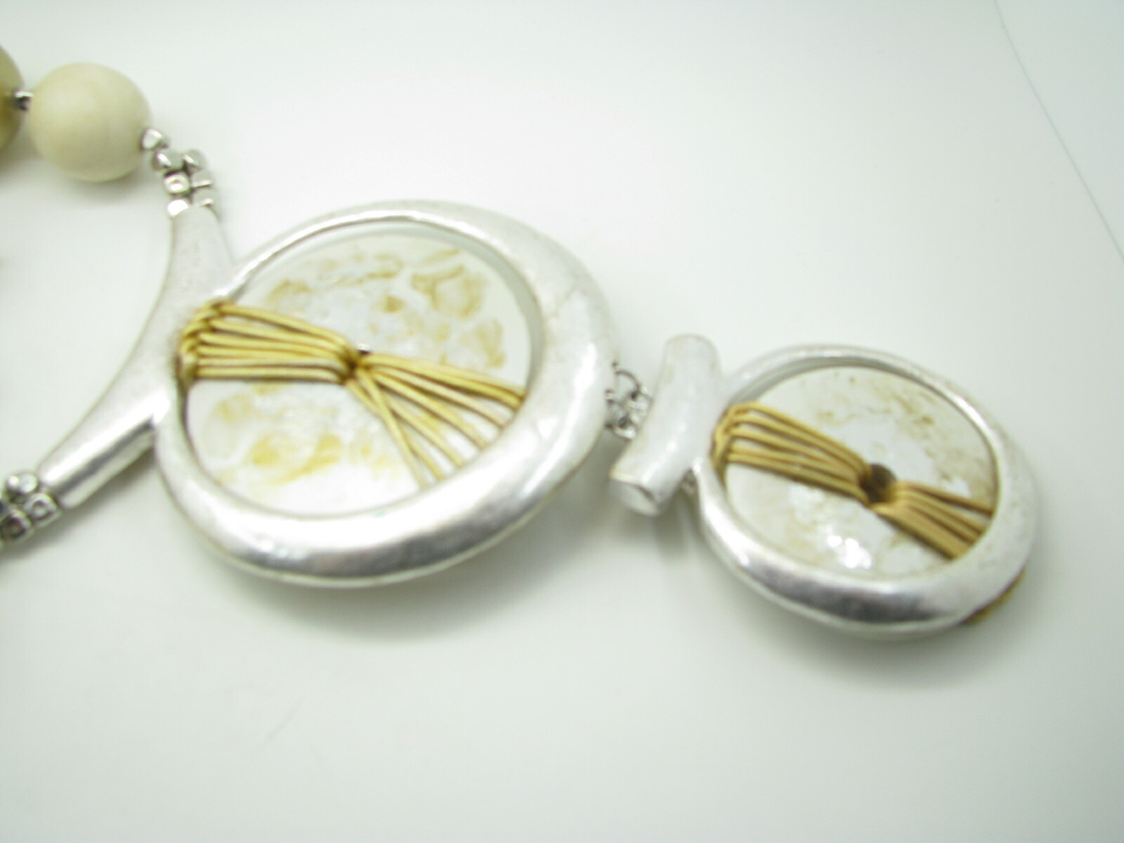 CHICO'S Egyptian Revival SILVER GOLD NECKLACE Modernist Pendant EARRINGS SET