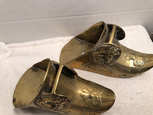 Antique Pair Bronze Brass Conquistador Stirrups Boots Venezuela Horse Ornate 10