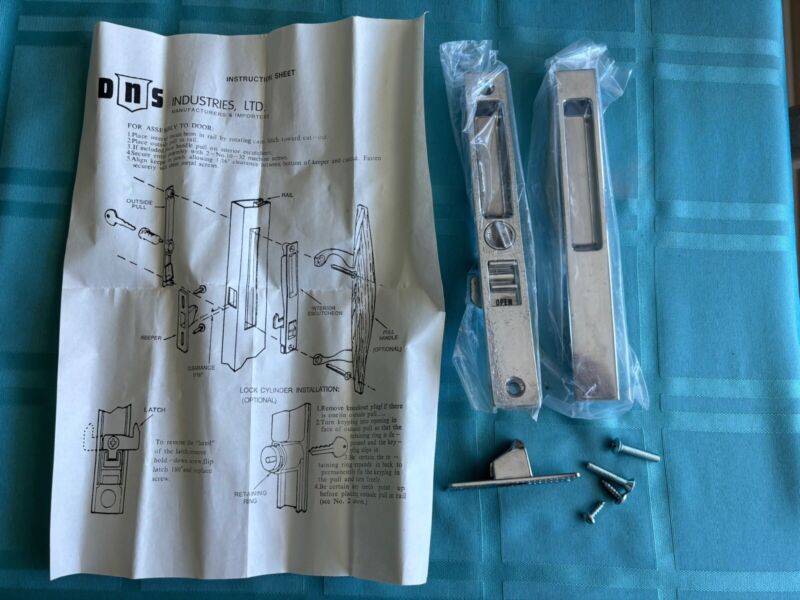 DNS  Sliding Glass Door Handle and Latch, Aluminum, NEW