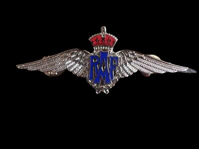 BRITISH ROYAL AIR FORCE MILITARY WINGS BADGE 3 1/4" DOUBLE POST METAL PIN 