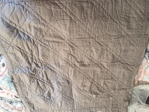 1 Threshold Linen Cotton Blend Quilted Euro Sham Seagull Light Gray Nwop