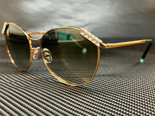 Pre-owned Tiffany & Co Tiffany Tf3073b 610557 Gold Round Women's Sunglasses 59 Mm In Green