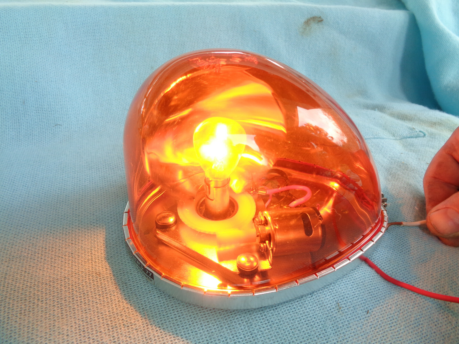 Signal Stat Vintage Revolving AMBER YELLOW Emergency Light Teardrop 12V WORKS
