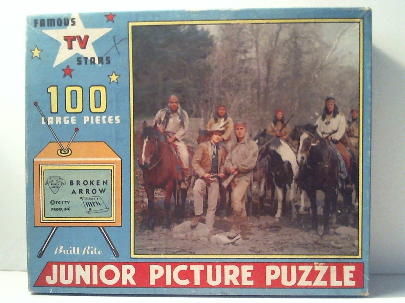 VINTAGE BUILT RITE JUNIOR PICTURE PUZZLE - BROKEN ARROW - WESTEN T.V. - 100 PCS