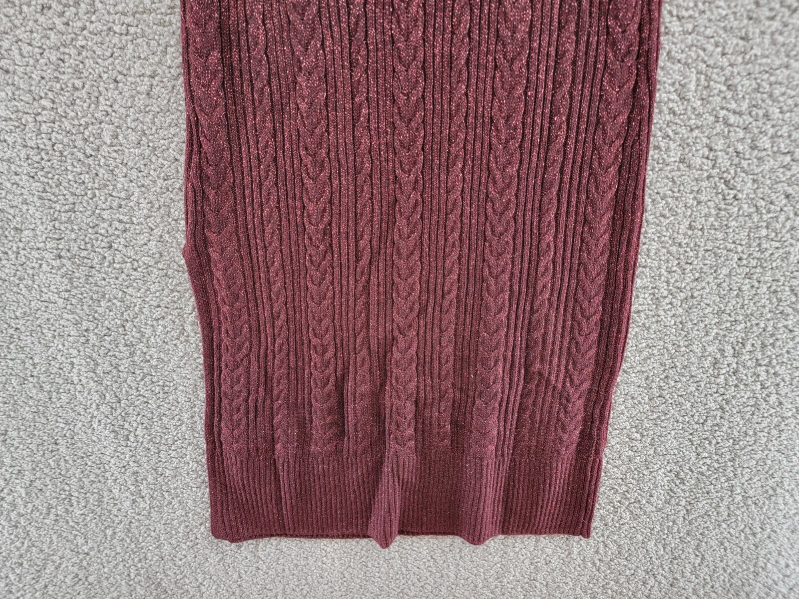 PAIGE Wool Blend Marium Dress Women's L Burgundy Sparkle Crew Neck Sleeveless - Picture 11 of 15