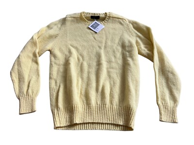 O'Connell's Men Knit Sweater Yellow Size 44 Shetland Wool Crew Neck Pullover New