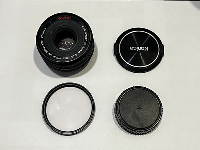 Vintage SLR Lens Konica Hexanon AR 40mm f/1.8 Pancake Prime with Spectrum Filter