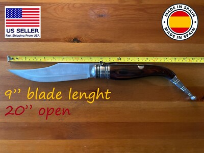 9'' Giant Navaja Sevillana Folding Pocket Knife Red Wood Scales From Spain