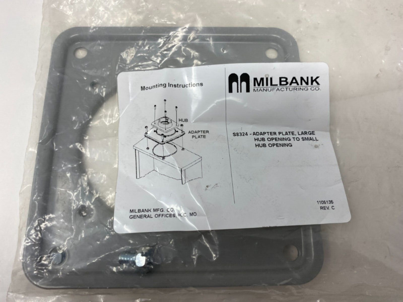 Milbank S8324 Hub Adapter Plate Large Hub To Small Hub Opening Painted Steel