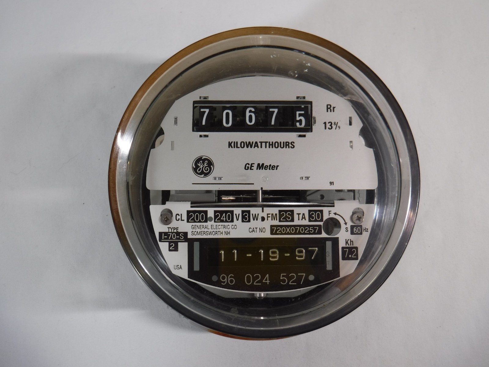 GE Watthour Meter (KWH) - TYPE I-70-S, 240V, 200A, 720X070257, Grade B