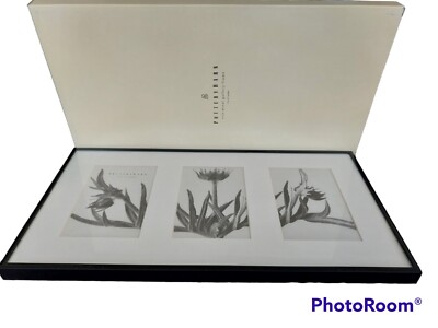 Pottery Barn Black Metal White Matter Trio Gallery Frame 3Photo Displays 4x6 NEW