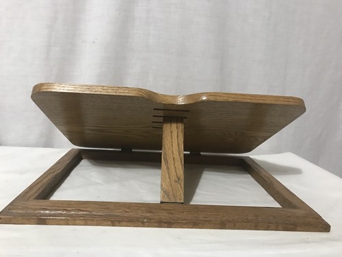 Beautiful Oak Folding Adjustable Bible Stand With Cross