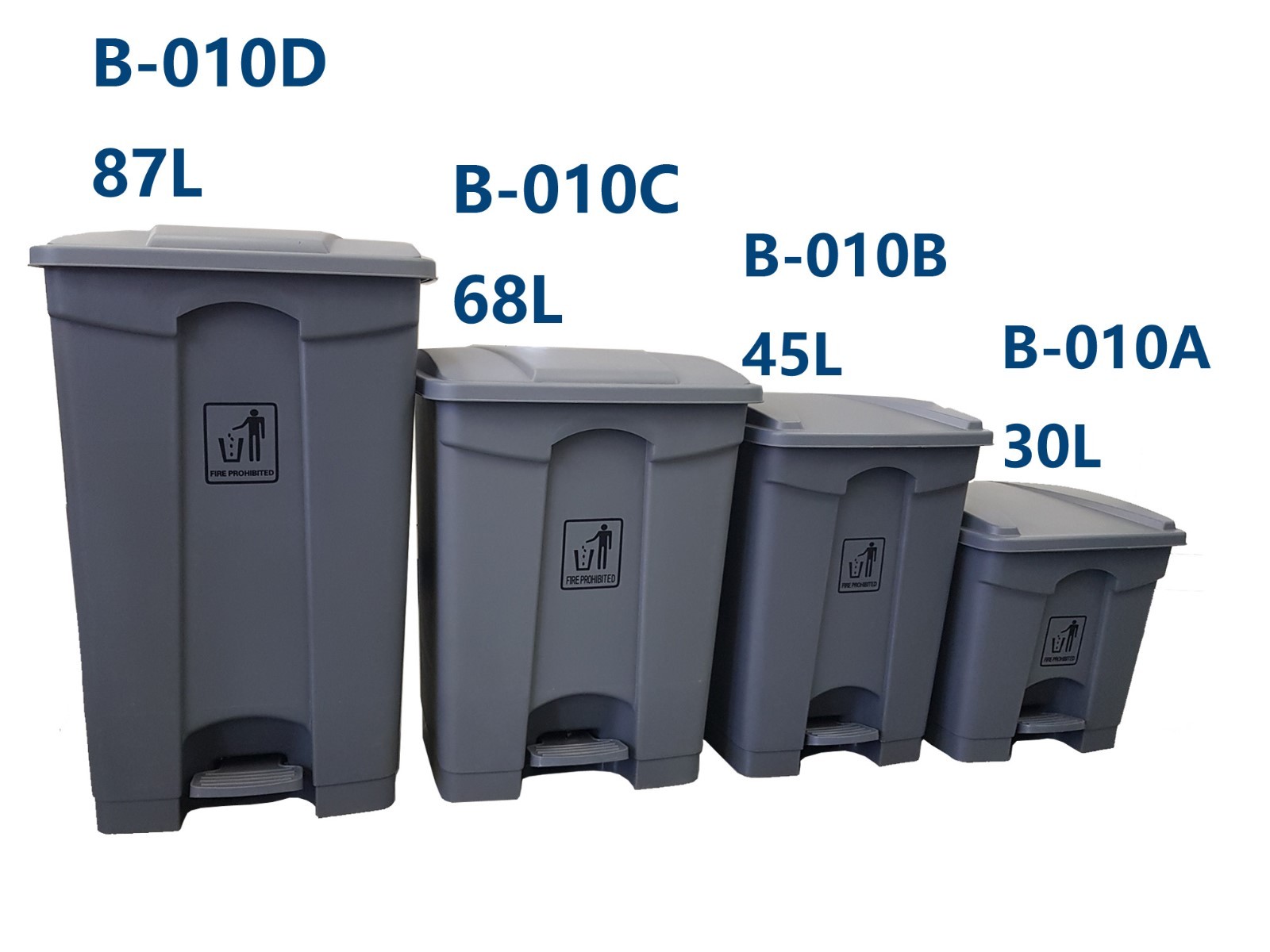 3 Units x 68L StepOn Mobile Foot Operated Office Rubbish Foot Pedal