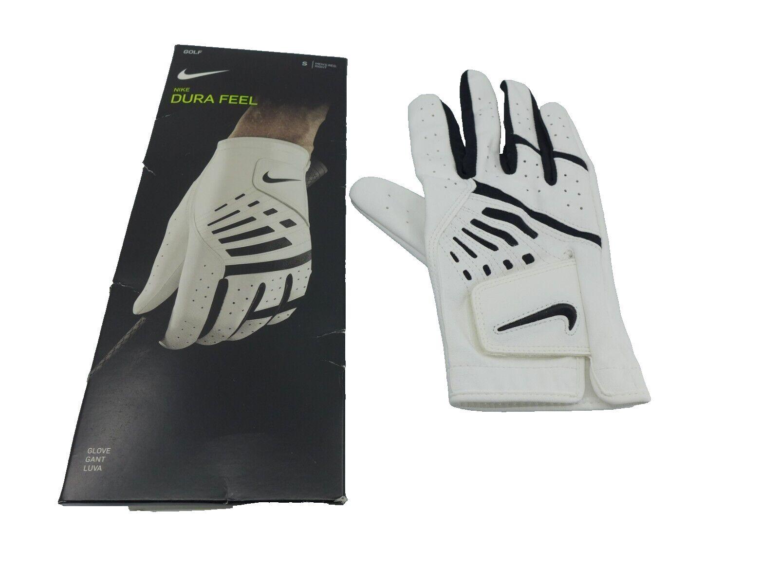 Nike Dura Feel Mens White Black Golf Glove Size S right hand New eBay