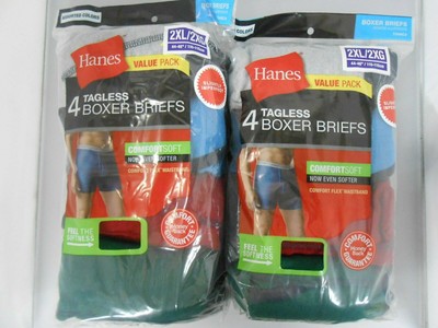 Hanes Men's Boxer Briefs 8-PACK SIZE 2XL 3XL Tagless Underwear Random Colors