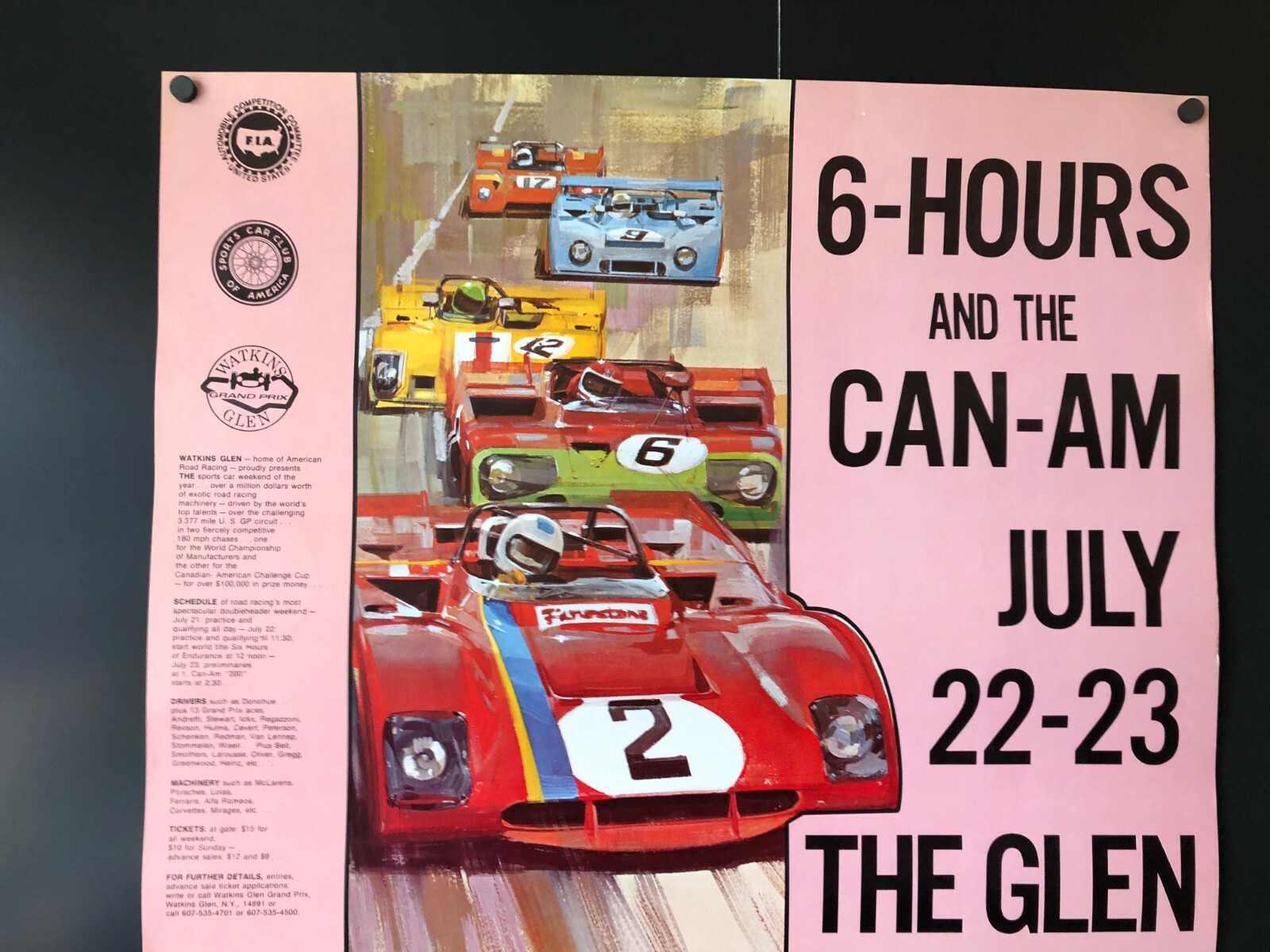 Watkins Glen 6 Hours & the Can-Am (July 22/23, 1972) -Original Poster 22 x 28 NM