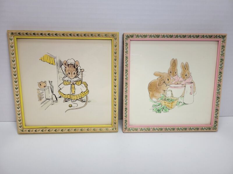 Lot of 2 Framed One Of A Kind Workshop Peter Rabbit Series Nursery Art