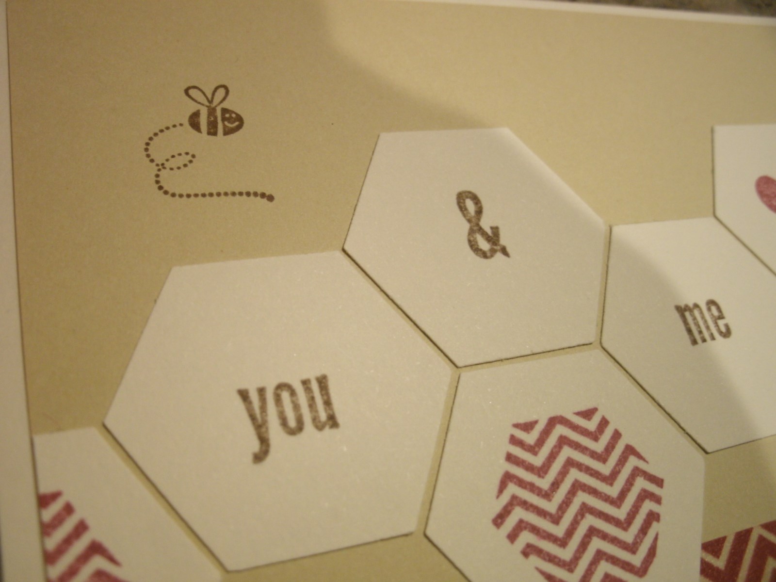 Valentine's Day Handmade Card & Envelope Bee mine, bee, you & me, hearts