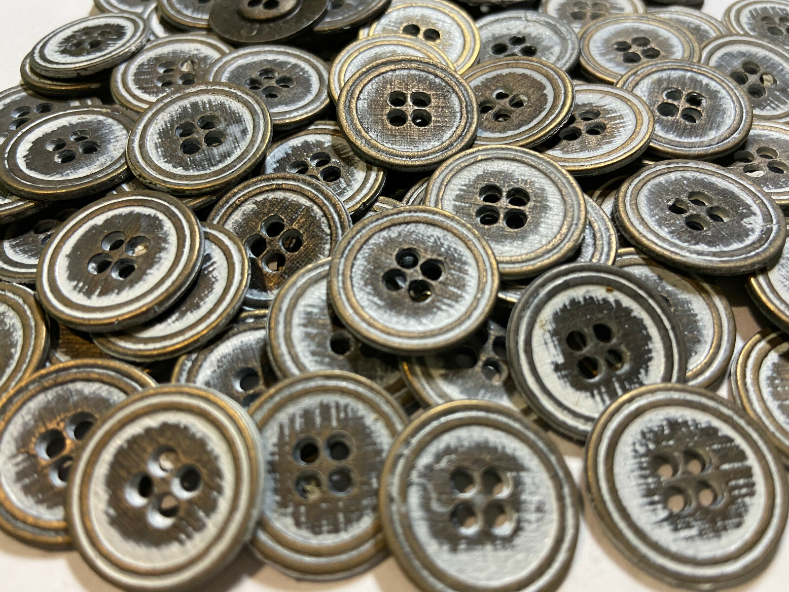 Vintage Metal Button Antique Brass/White Patina Finish 11mm 18mm 20mm 22mm 25mm