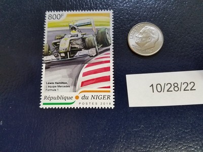 Lewis Hamilton Formula 1 Race Car Driver 2018 Republique du Niger Stamp