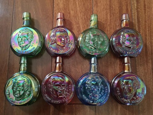 ANTIQUE WHEATON LIMITED EDITION US PRESIDENT MINI GLASS DECANTER BOTTLES SET 8